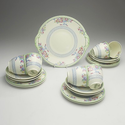 Six Royal Doulton Patent Trios and a Cake Plate