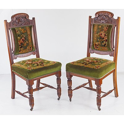 Six Tasmanian Blackwood Dining Chairs with Tapestry Upholstered Seats, Early 20th Century