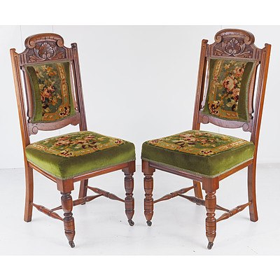 Six Tasmanian Blackwood Dining Chairs with Tapestry Upholstered Seats, Early 20th Century