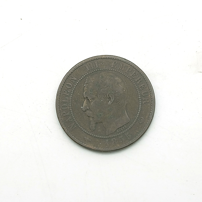 1855 France Napoleon III 10 Centimes Coin