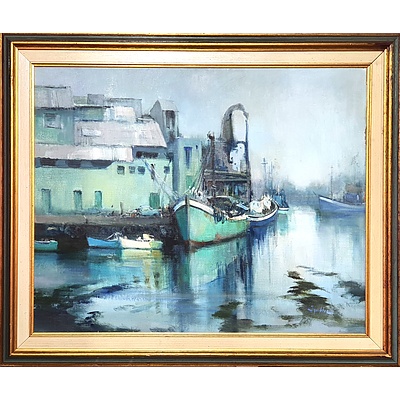 Ruth Squibb (South Africa, 1938-) Harbour Scene, Oil on Board
