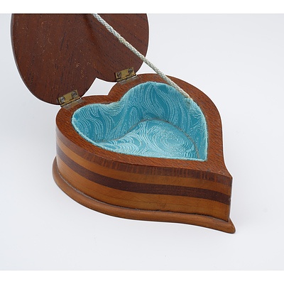 Antique Australian Cedar and Specimen Timbers Heart Shape Jewellery Box