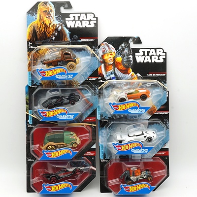 Seven Hot Wheels Star Wars Character Cars, Including Jabba the Hutt, Luke Skywalker, Stormtropper and More 