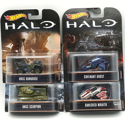 Four Hot Wheels Halo Vehicles, Including Banished Wraith, UNSC Gungoose and More 