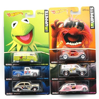 Complete Set of Six Hot Wheels Muppets Model Cars