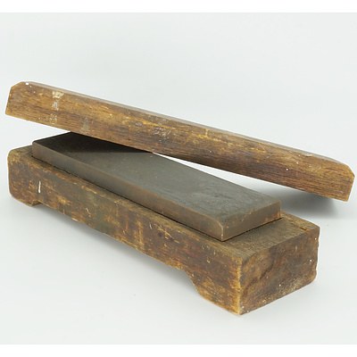 Vintage Hardwood Cased Knife Sharpening Stone