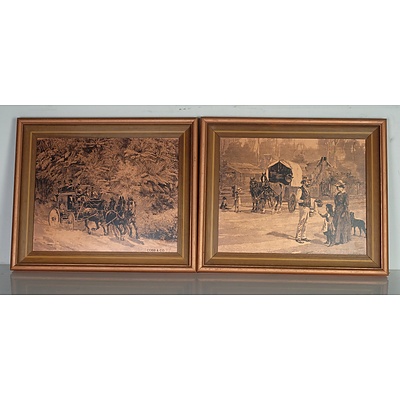 Two Engraved Copper Artworks, Including Cobb & Co