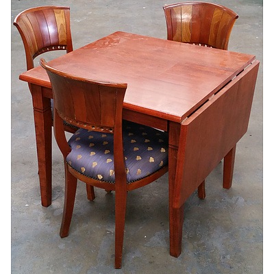 Interesting Stained Timber Table & Chairs