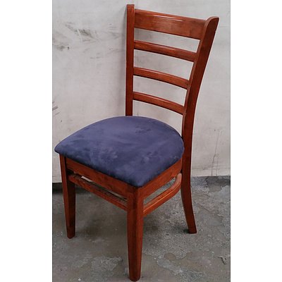 Suede & Stained Timber Chair - Lot Of 4