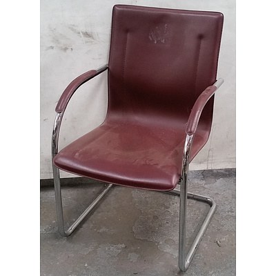 Red Pleather Chair & Fold Up Table