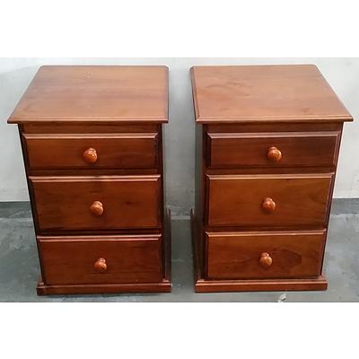 Timber Bedside Tables - Lot Of 2