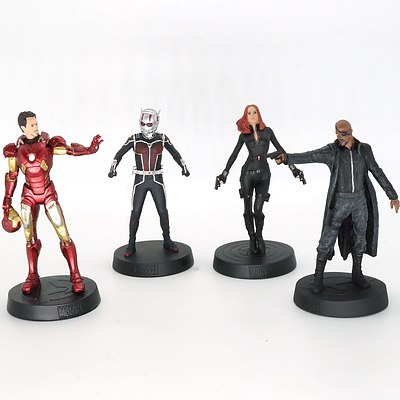 Four Marvel Eaglemoss Collection Figures, Including Ant Man, Black Widow, Nick Fury and Iron Man