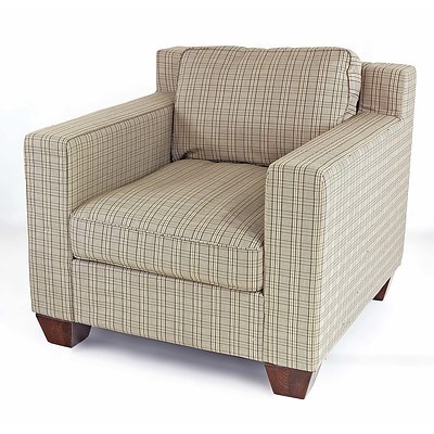 Whisky Collins Three Seater Sofa and Armchair in Green Tartan and Red Jacquard