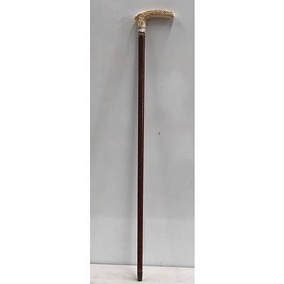 Antler Handle Cane With Metal Tip