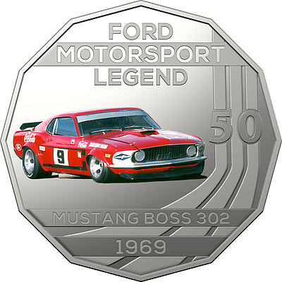 2018 50c Uncirculated Coin - 1969 Ford Mustang Boss 302 Allan Moffat