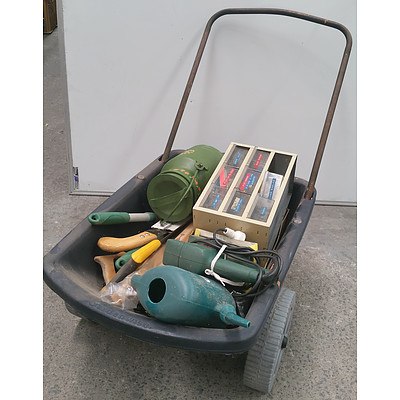 Wheel Barrow and Tools and  Garden Equipment