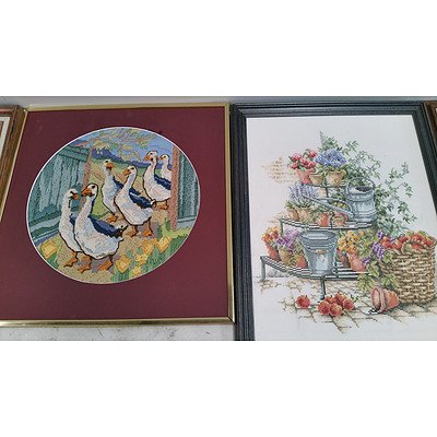 Selection Framed Cross Stitch Works and Craft Accessories