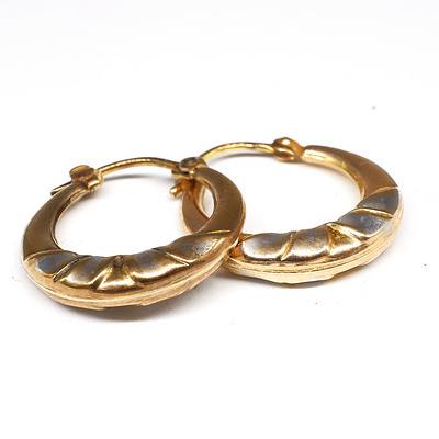 14ct Yellow and White Gold Hoop Earrings, 1.8g
