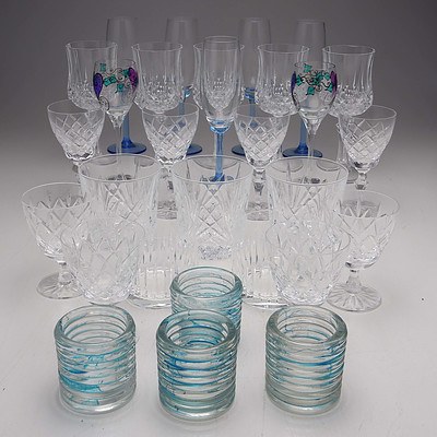 Large Group of Cut Crystal and Glassware, Including Arsberg Coffee Pot, Studio Pottery Vase