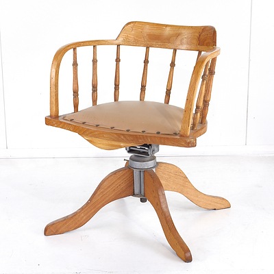 Vintage Oak Captain's Chair