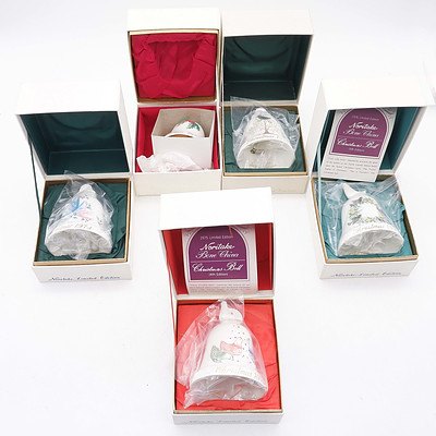 Group of Five Limited Edition Noritake Christmas Bells