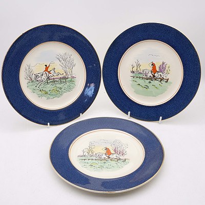Group of Six Antique Burleigh Hunting Scene Plates