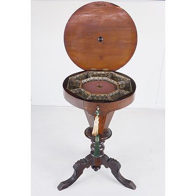 Late Victorian Inlaid Walnut Sewing/Work Table Circa 1890