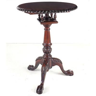 Reproduction Chippendale Style Carved Calantis Tripod Wine Table