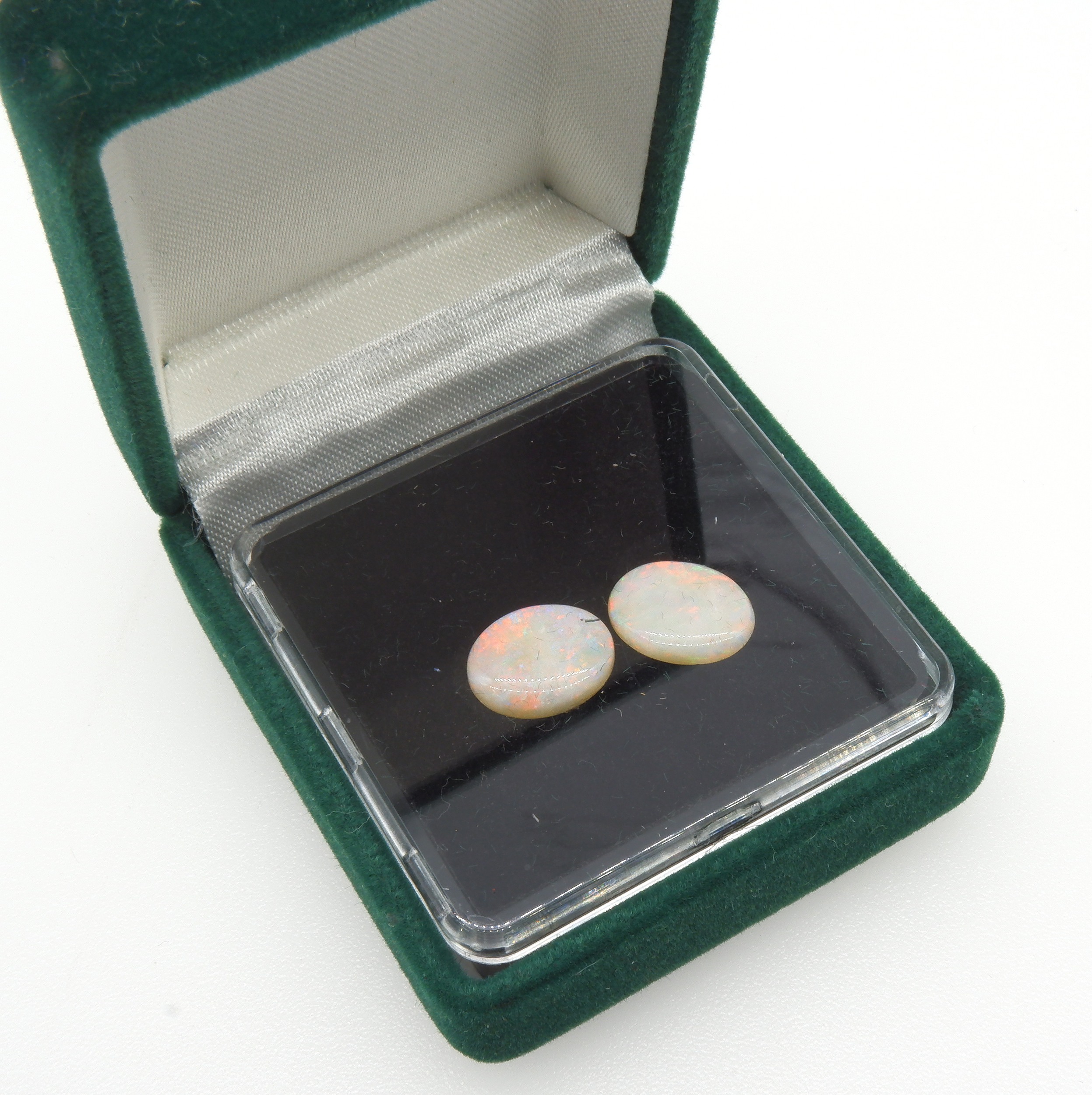 'Matching Pair Oval Natural White Opal Cabochon'