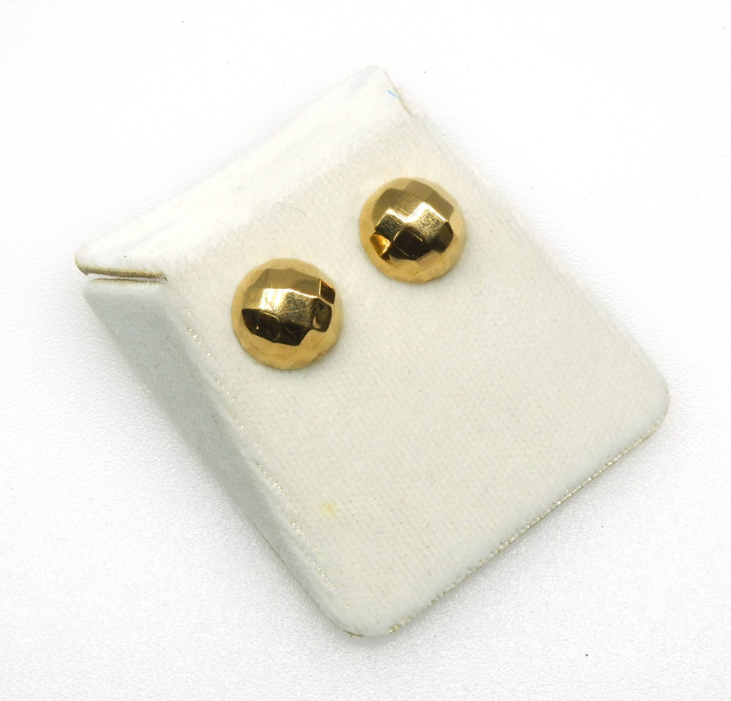 '9ct Yellow Gold Half Sphere Earrings with Facetted Top Stud'