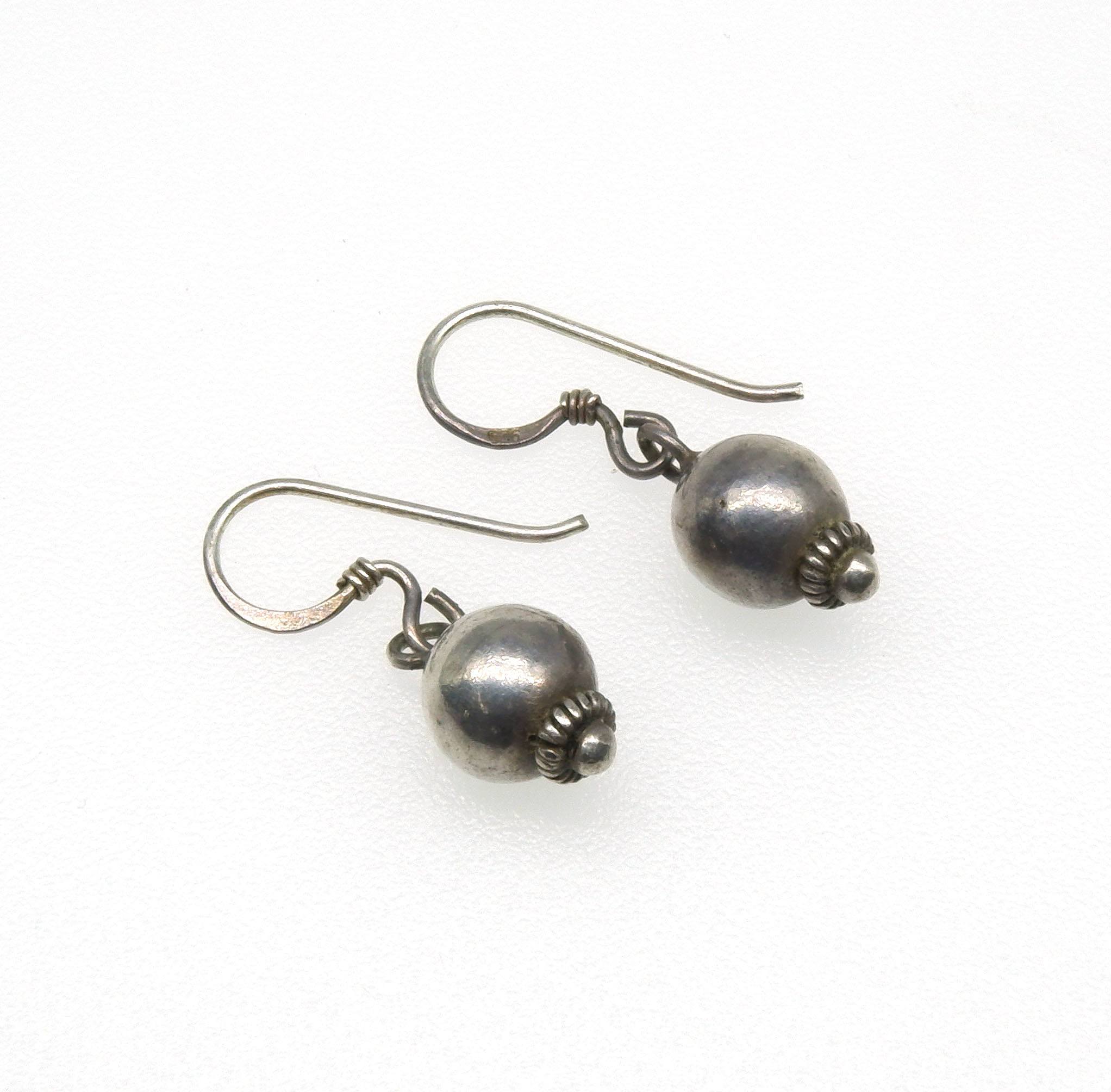'Silver Ball Drop Earrings'