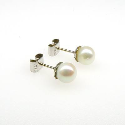 18ct White Gold Cultured Pearl Studs