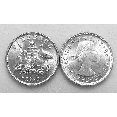 Australian Silver 6 Pences 1963 (x2)