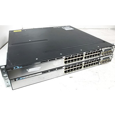 Cisco WS-C3750X-24P-S V02 Gigabit Switch - Lot of 2