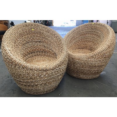 Two Woven Moon Chairs
