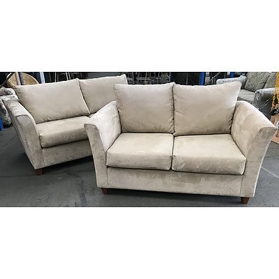 Tan Suede Two & Two and a Half Seater Lounges