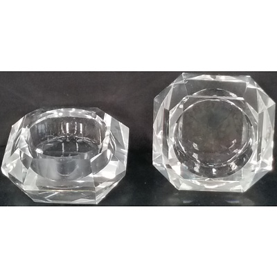 Faceted Glass Candle Holders - Lot of 17