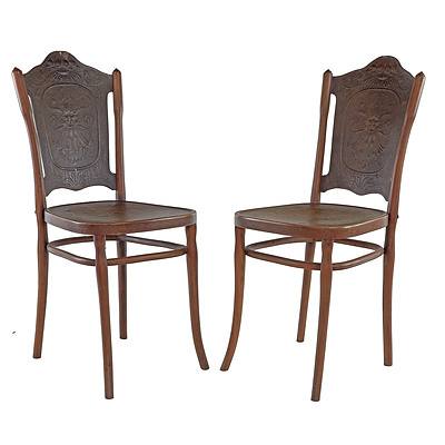 Six J & J Kohn Bentwood Chairs with Press Moulded Backs and Seats Circa 1900