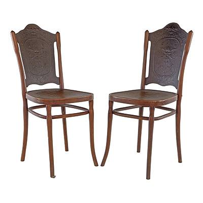 Six J & J Kohn Bentwood Chairs with Press Moulded Backs and Seats Circa 1900