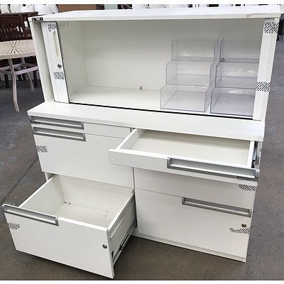 White Melamine Stationary Storage Cabinet