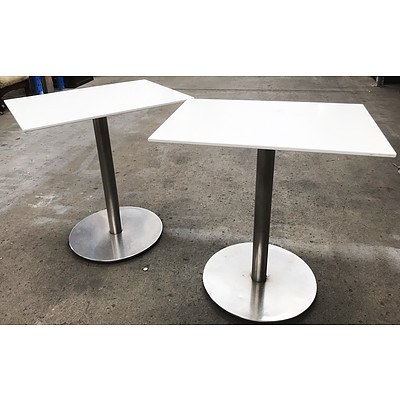 White HD Laminate 700 x 500 Cafe Tables - Lot of 8