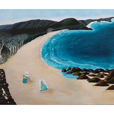 "Just for us - Mollymook beach" - Acrylic on canvas by Roslyn Hughes - RRP $3000