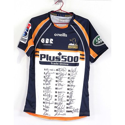 2019 Plus500 Brumbies Jersey With Thirty Eight Signatures, Including David Pocock, Christian Lealiifano and More