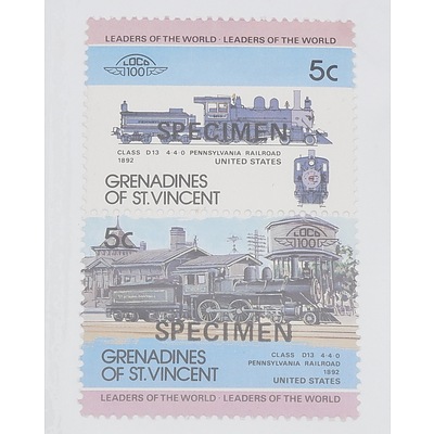 Specimen St. Vincent Train Stamps
