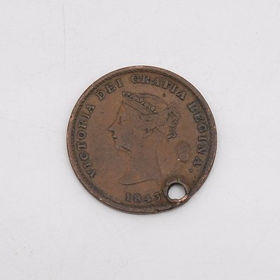 1843 Queen Victoria New Brunswick Penny Token