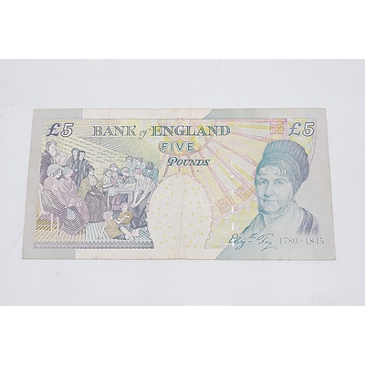 Bank of England Five Pounds Banknote