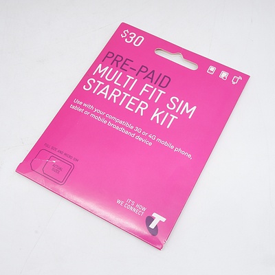 $30 Telstra Pre-Paid Multi-Fit Sim Start Kit - Brand New