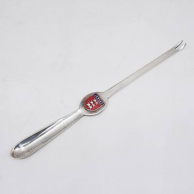 Silver Plate Pickle Fork with "Jersey" Emblem