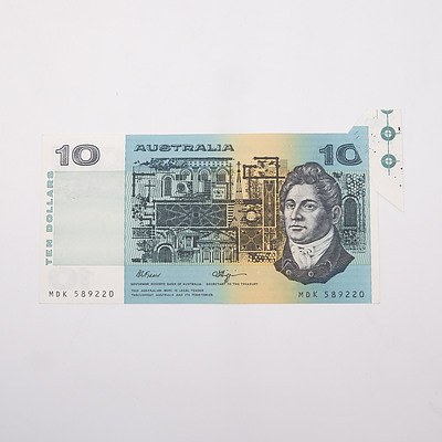 Australian $10 Fraser/ Higgins Error Note, MDK589220