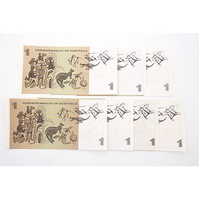 Seven Commonwealth of Australia $1 Paper Notes, Including Coombs/ Wilson AAF017970, Coombs/ Randall AHH521760